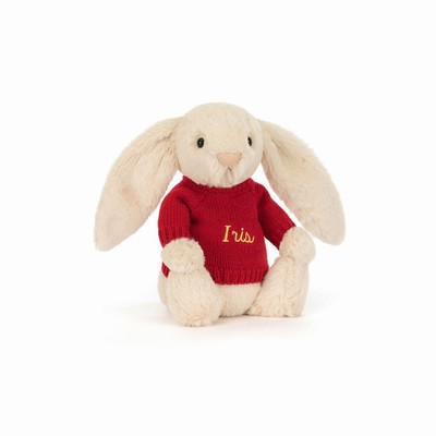 Jellycat Bashful Luxe Bunny Willow with Red Jumper USA | 49287MNWB